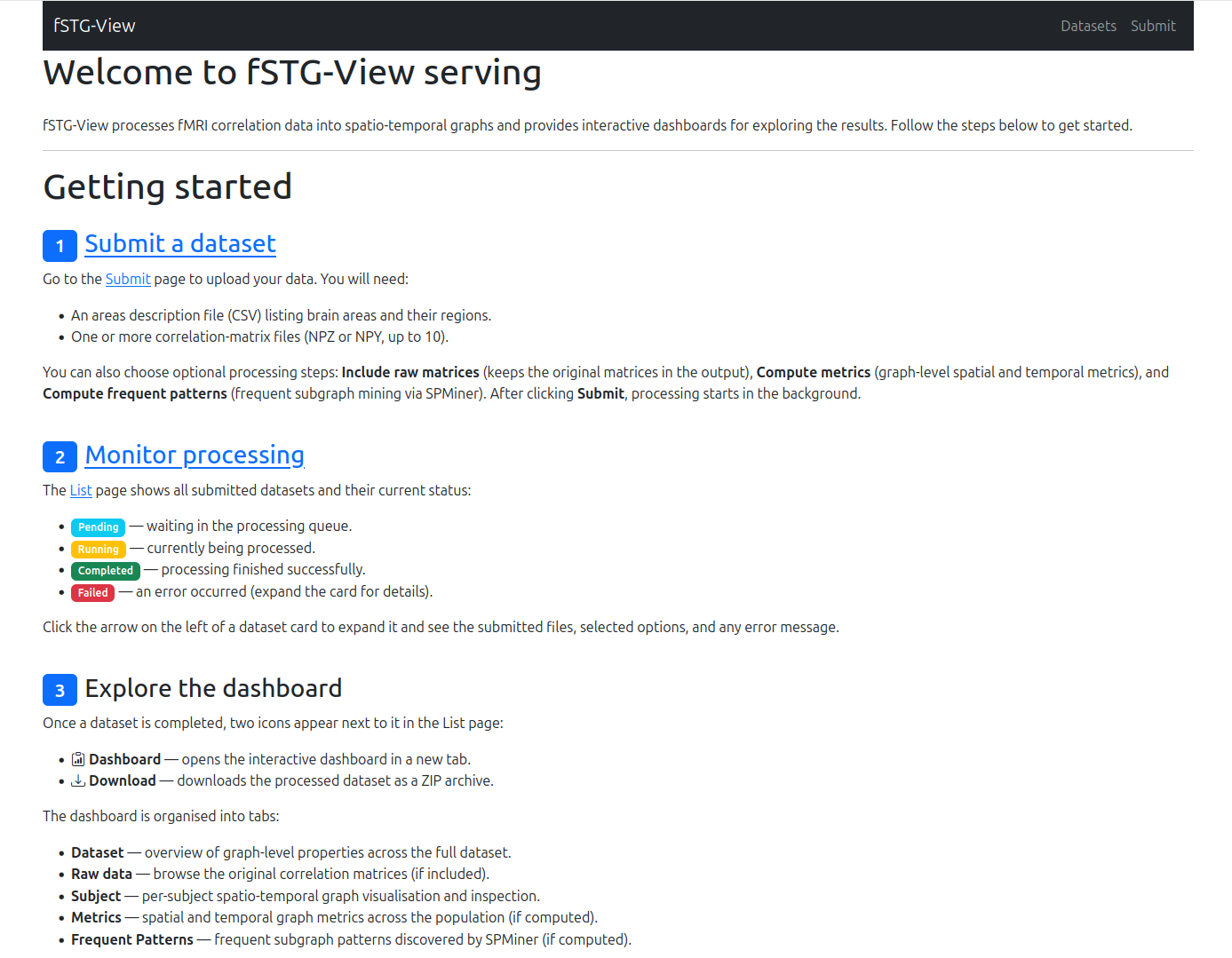 fSTG-View serving home page